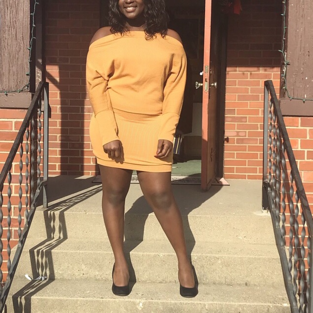mustard colored fashion nova mini dress